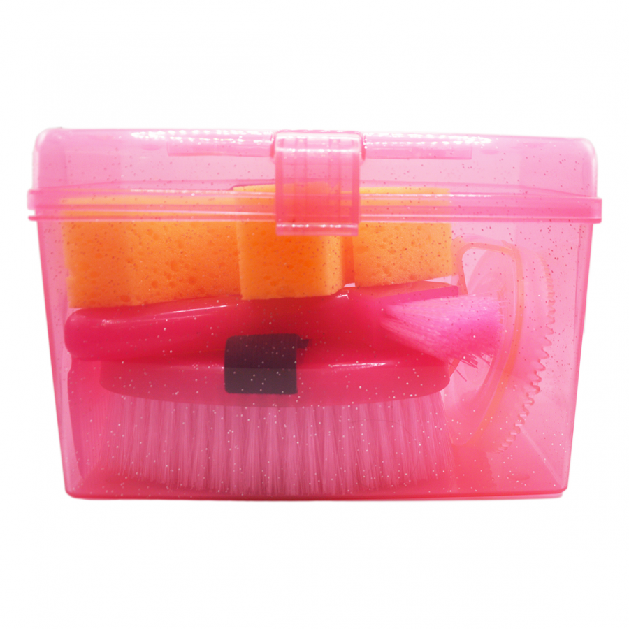 BAULETTO GLITTER GROOMING SET CON COMPLETO STRIGLIE COLORE ROSA